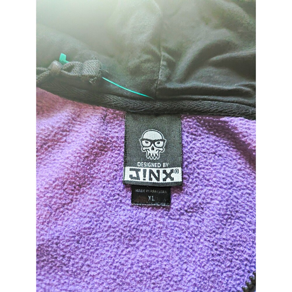 JINX Purple Full Zip Fleece Hoodie Spider Graphic Pockets Men's XL